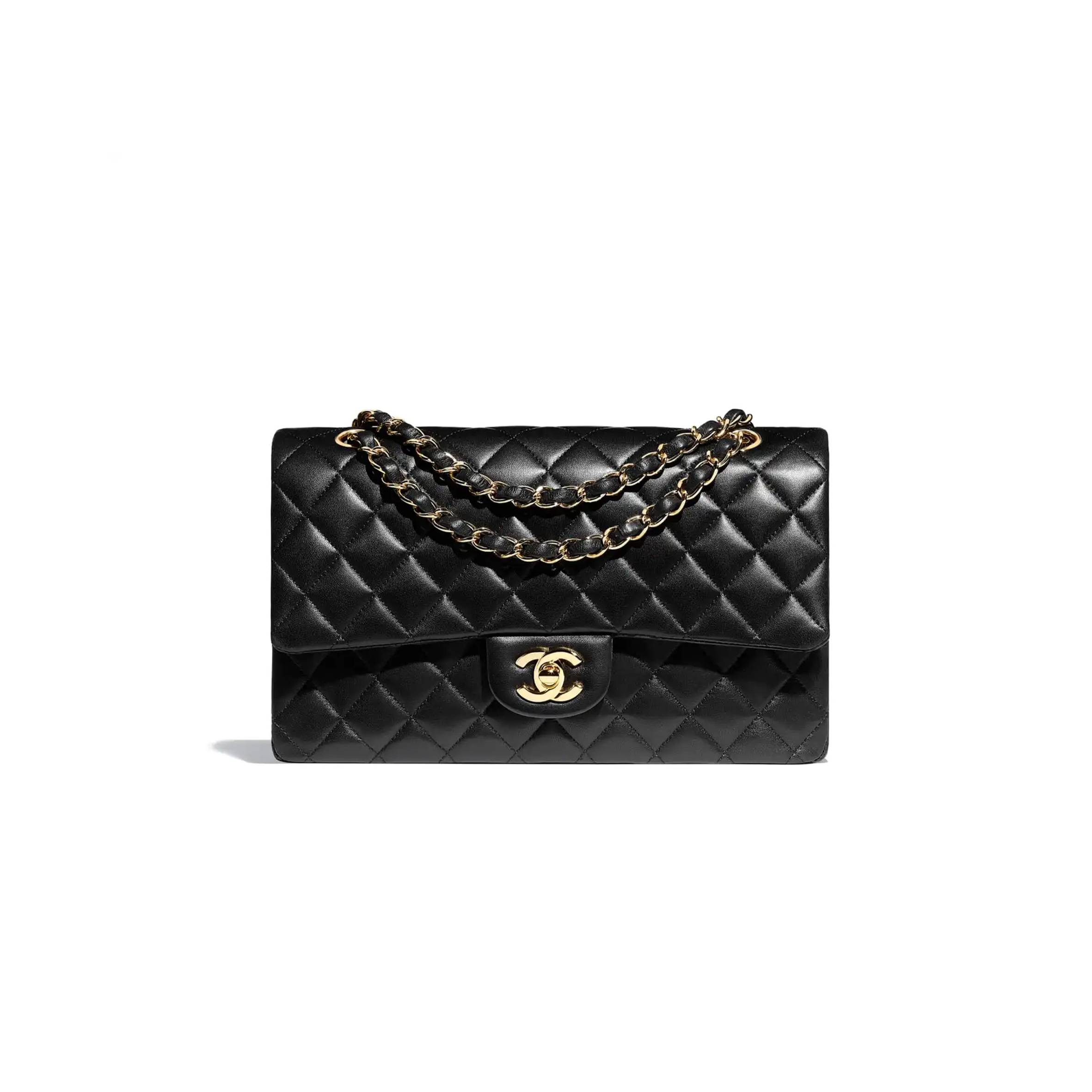 CHANEL CLASSIC FLAP BLACK GOLD HARDWARE  A58601 (23*33*10cm)