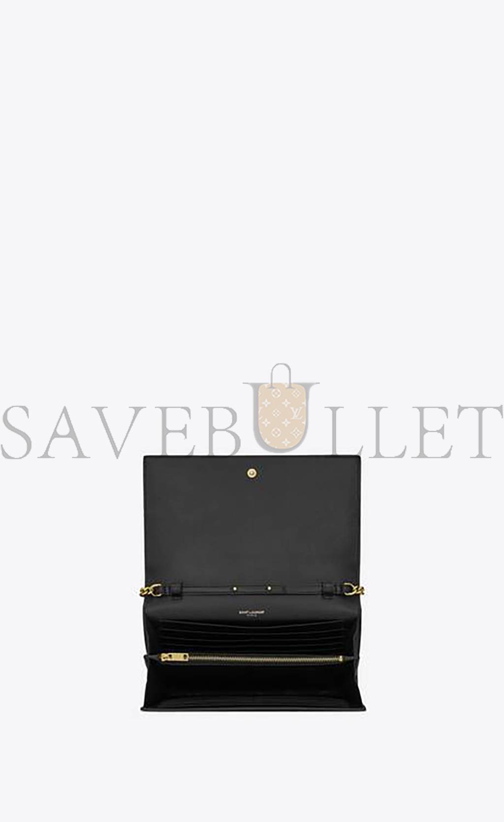 YSL CASSANDRE CHAIN WALLET IN CROCODILE-EMBOSSED SHINY LEATHER 747464DND1J1000 (22.5*14*4cm)