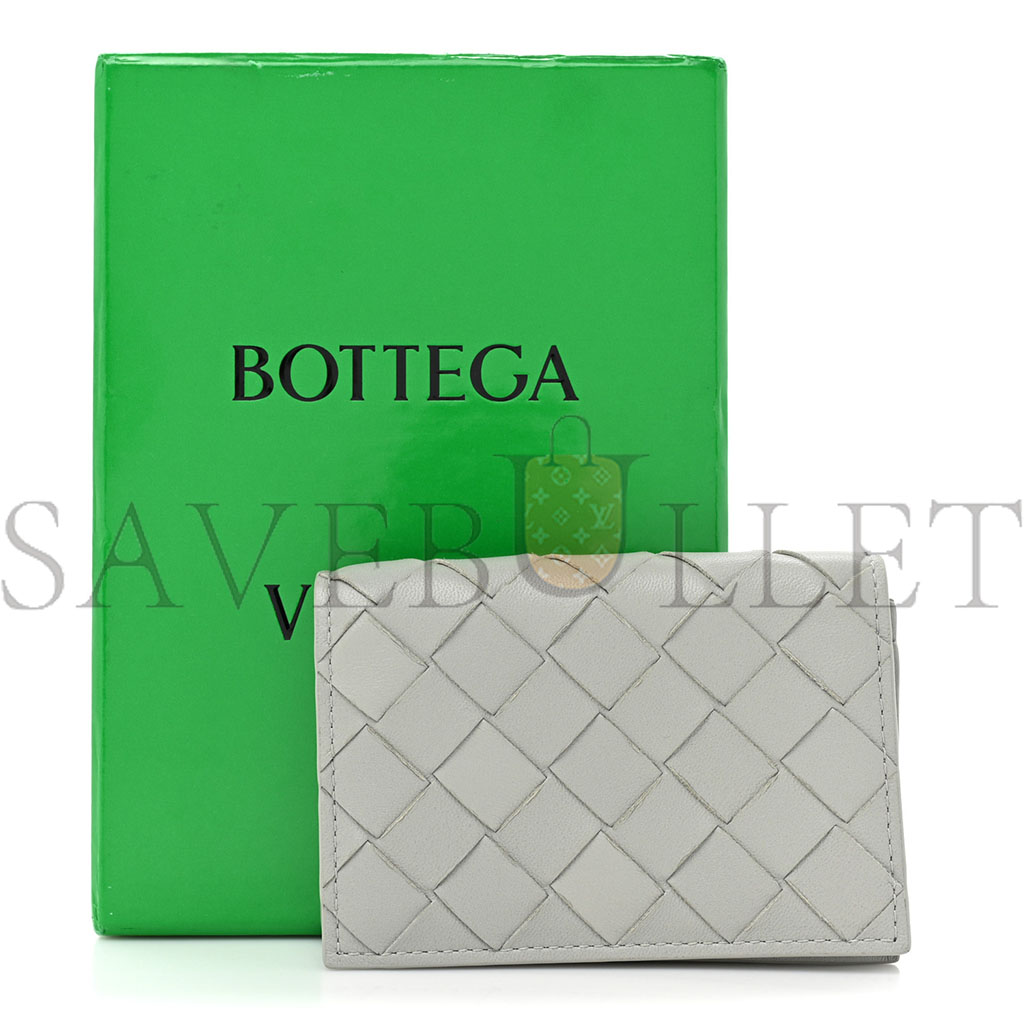 BOTTEGA VENETA NAPPA INTRECCIATO CARD CASE AGATE GREY (11*9*2cm)