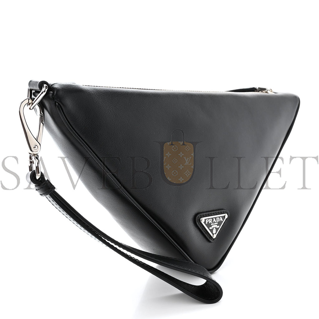 PRADA GRACE LUX TRIANGLE WRISTLET POUCH BLACK (27*15*6cm)