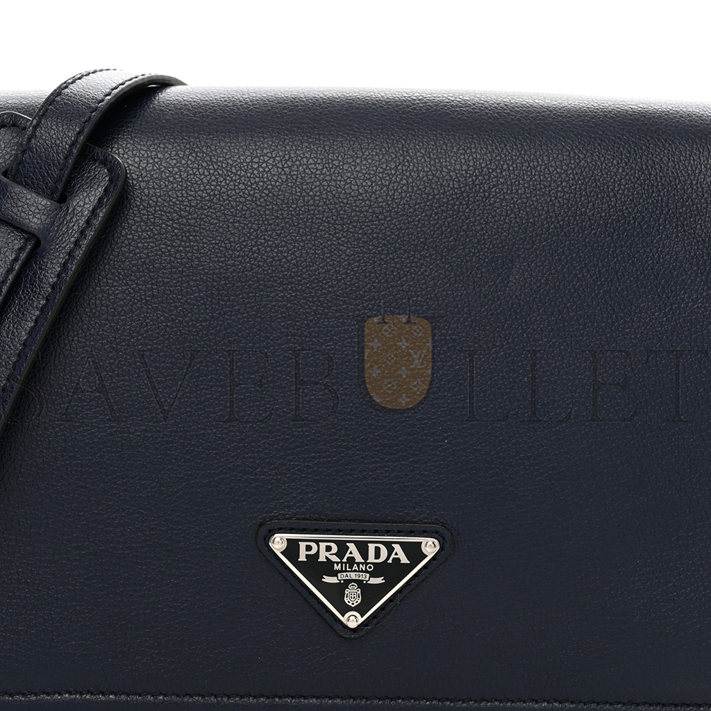 PRADA GLACE CALF SHOULDER BAG BALTICO (23*17*9cm)