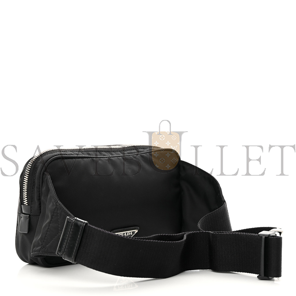 PRADA TESSUTO RE-NYLON LOGO PRINT BELT BAG BLACK (22*13*6cm)