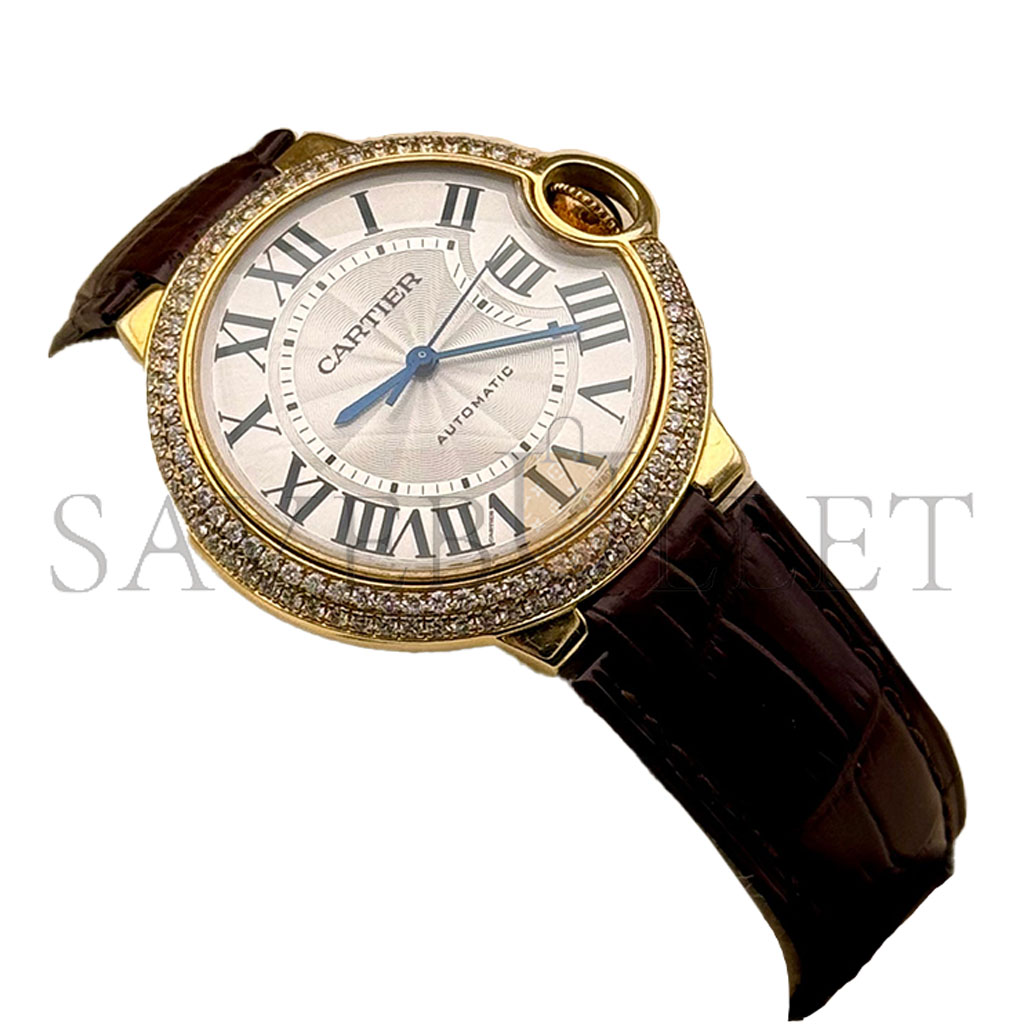 CARTIER BALLON BLEU ROSE GOLD 36MM DIAMOND ENCRUSTED WATCH WGBB0009