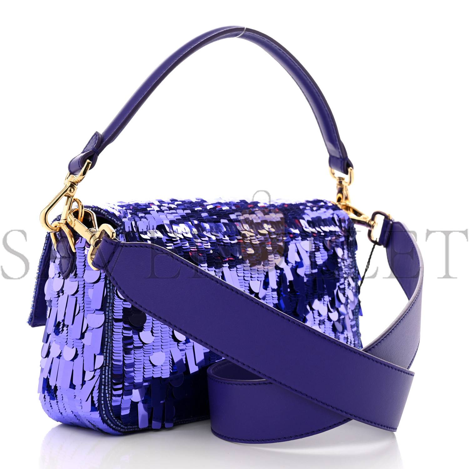 FENDI SEQUIN PAILLETTES SHINY NAPPA SEX AND THE CITY BAGUETTE VIOLA PURPLE RAIN (27*15*6cm)