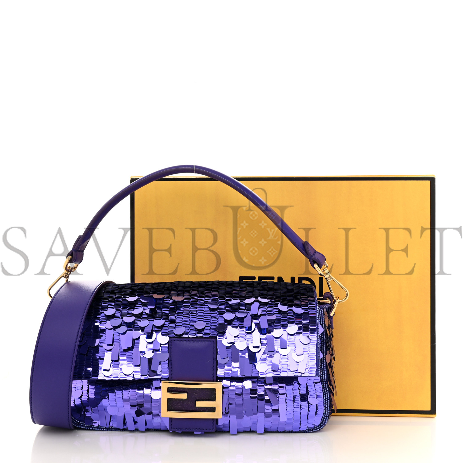 FENDI SEQUIN PAILLETTES SHINY NAPPA SEX AND THE CITY BAGUETTE VIOLA PURPLE RAIN (27*15*6cm)