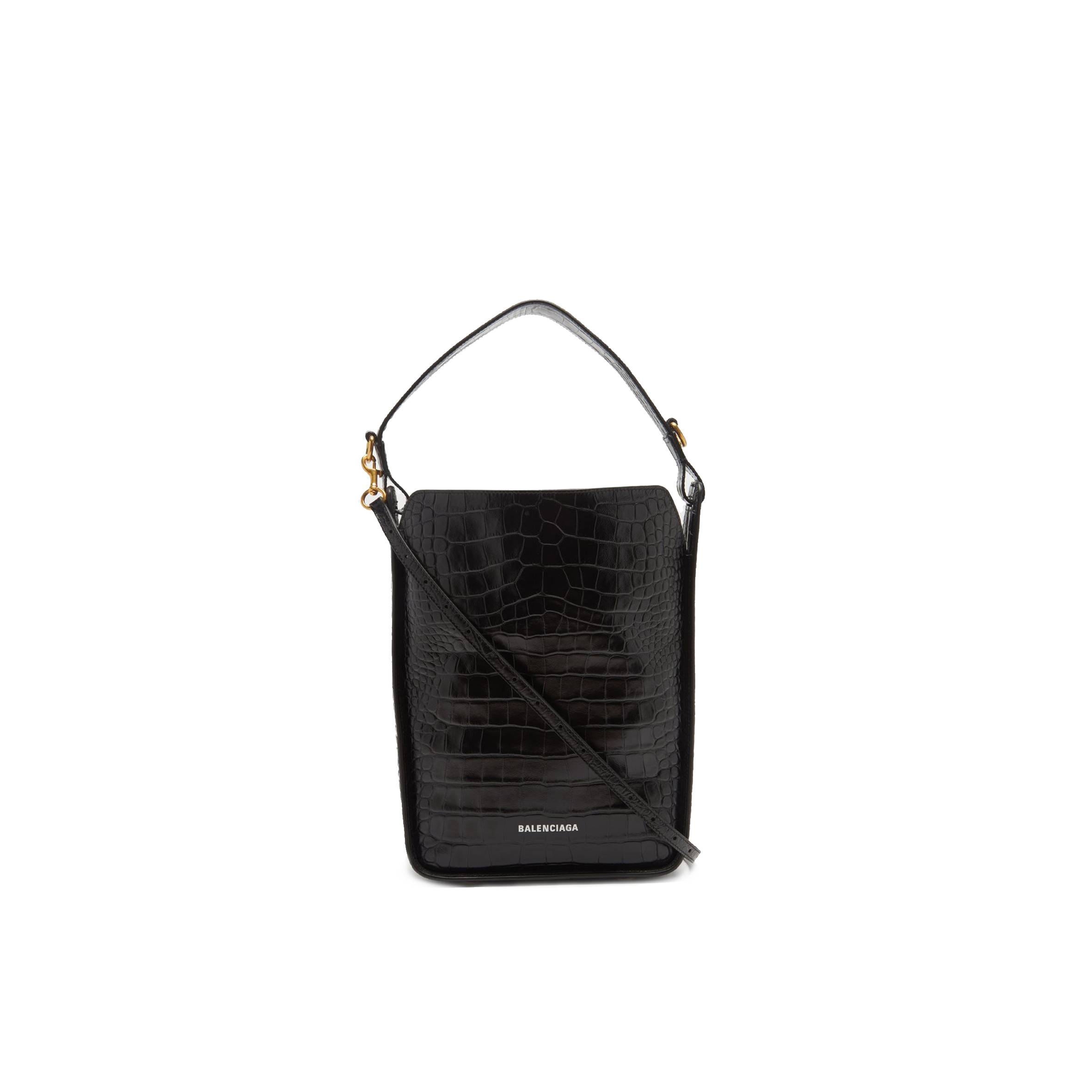 BALENCIAGA BLACK TOOL S CROCODILE-EFFECT LEATHER SHOULDER BAG MATCHESFASHION US (30.7*30.4*11.4cm)