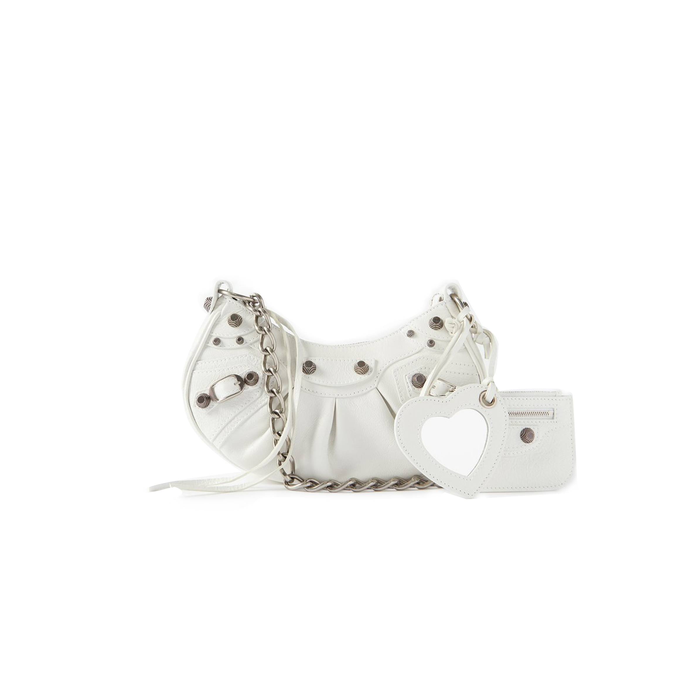 BALENCIAGA WHITE LE CAGOLE XS STUDDED LEATHER SHOULDER BAG MATCHESFASHION US (25.6*11.4*7.3cm)