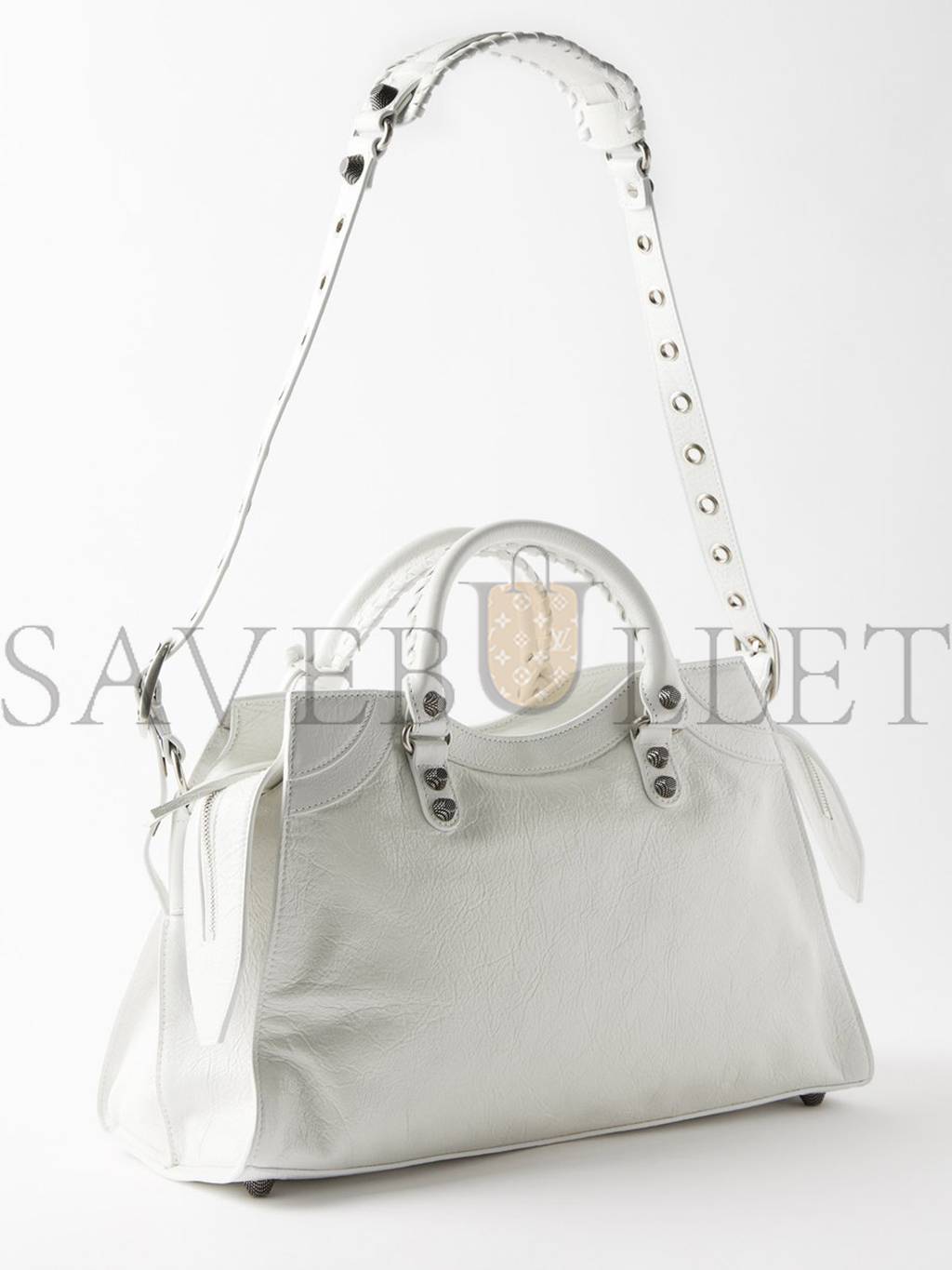 BALENCIAGA WHITE NEO CAGOLE CITY LEATHER SHOULDER BAG MATCHESFASHION US (28.3*24.1*16.7cm)