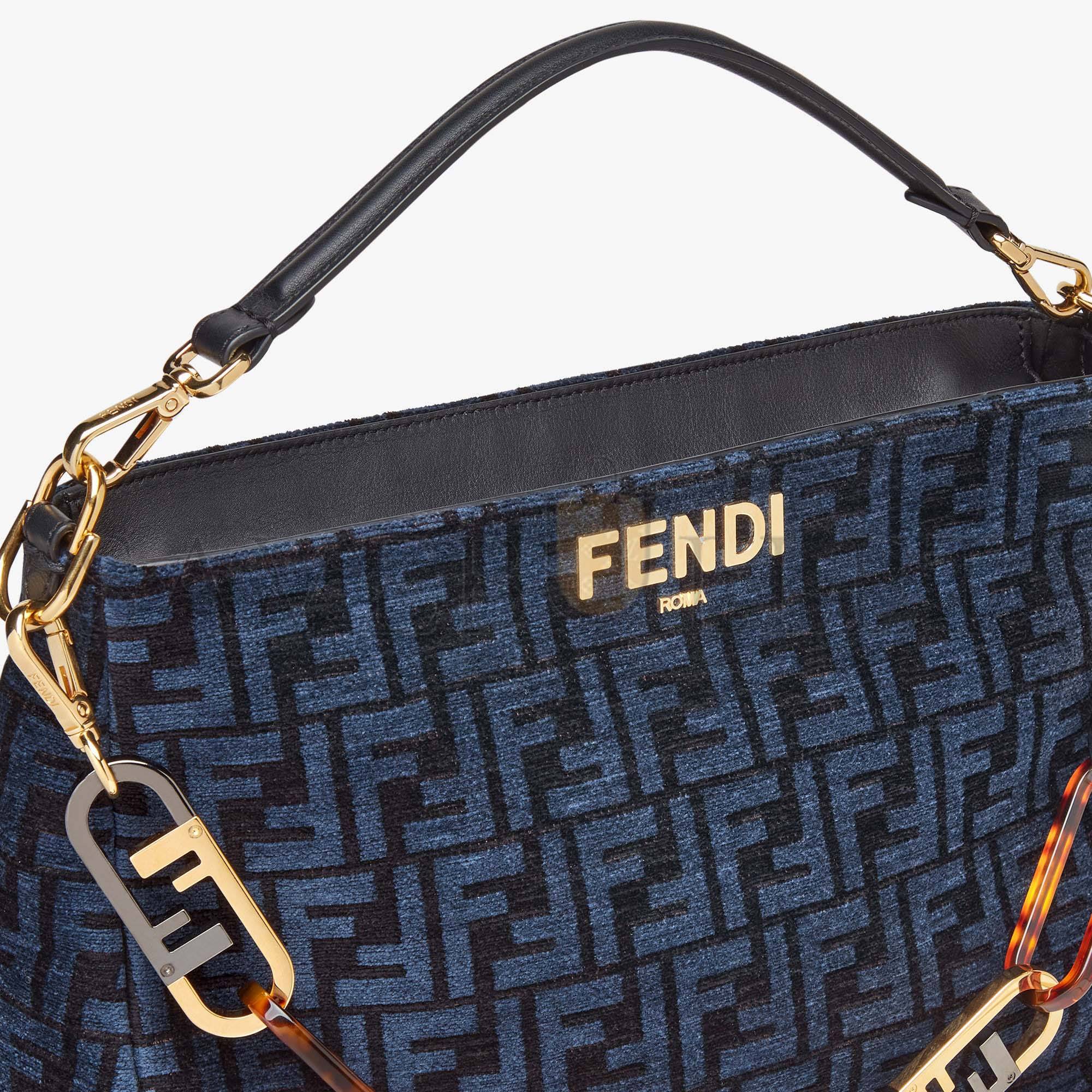 FENDI O’LOCK ZIPPER - DARK BLUE TAPESTRY FABRIC BAG 8BR805ALFVF1IVU (36*23.5*14cm)