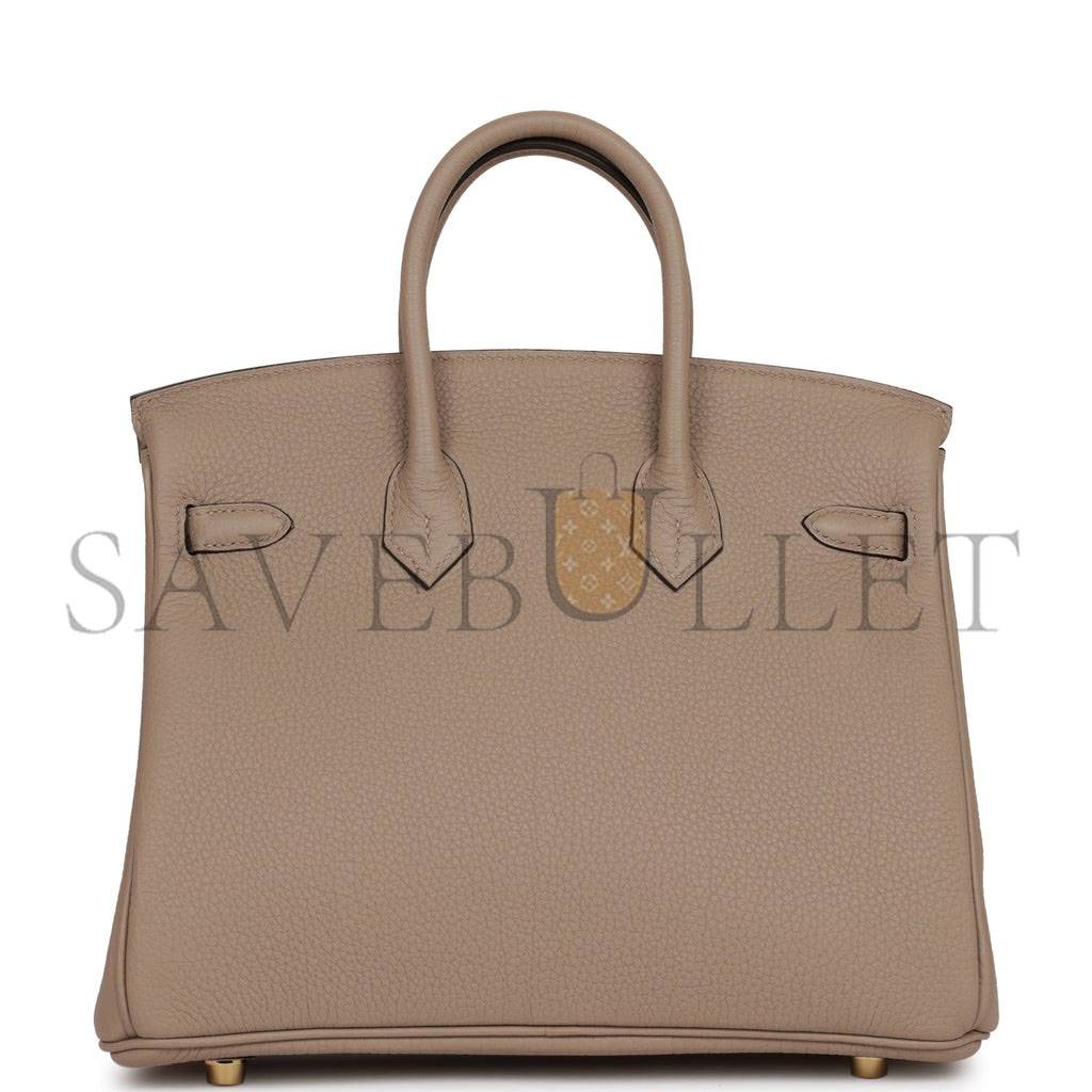 HERMES BIRKIN 25 GRIS TOURTERELLE TOGO GOLD HARDWARE HANDMADE (25cm)