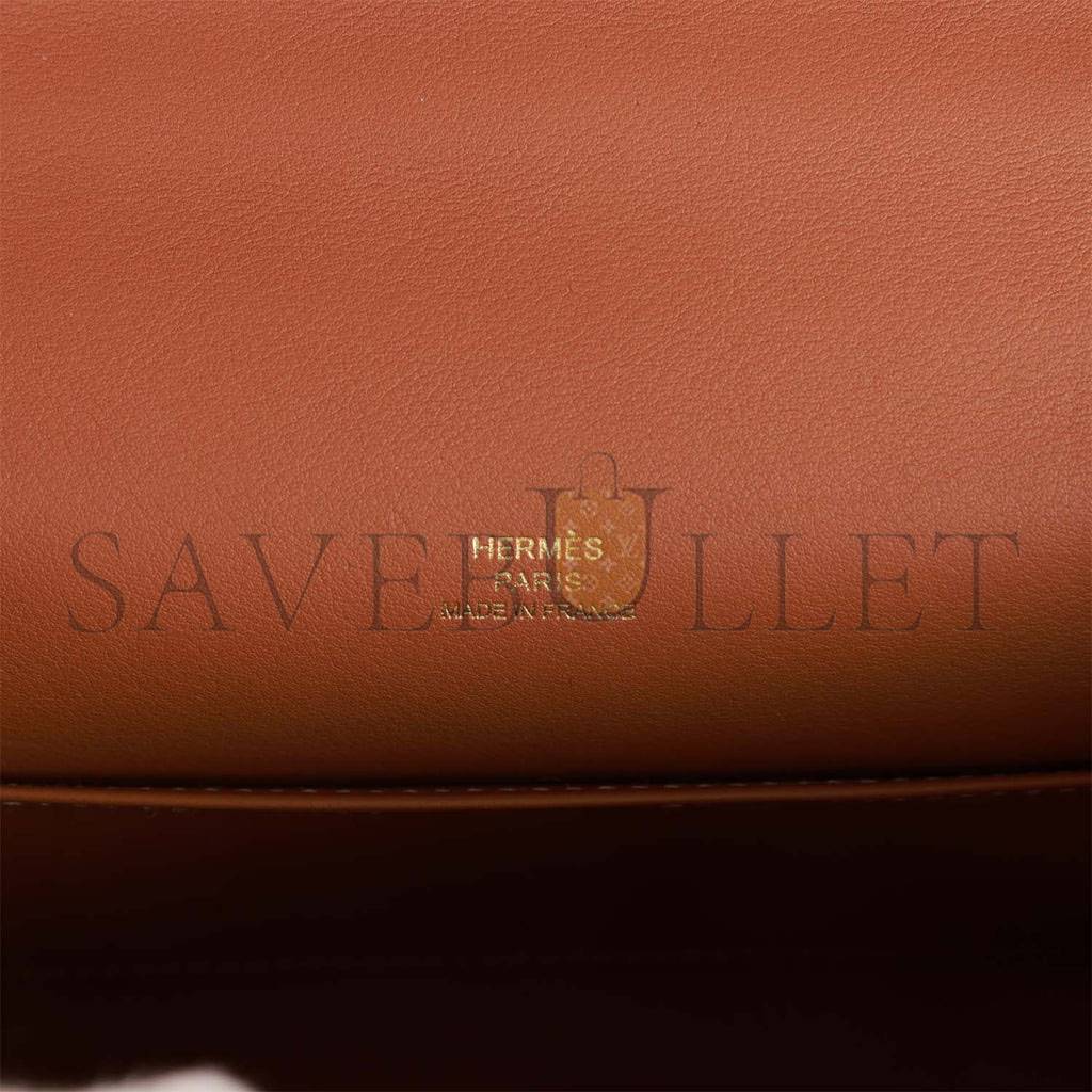 HERMES KELLY POCHETTE CHAI SWIFT PALLADIUM HARDWARE (22*12*13cm)