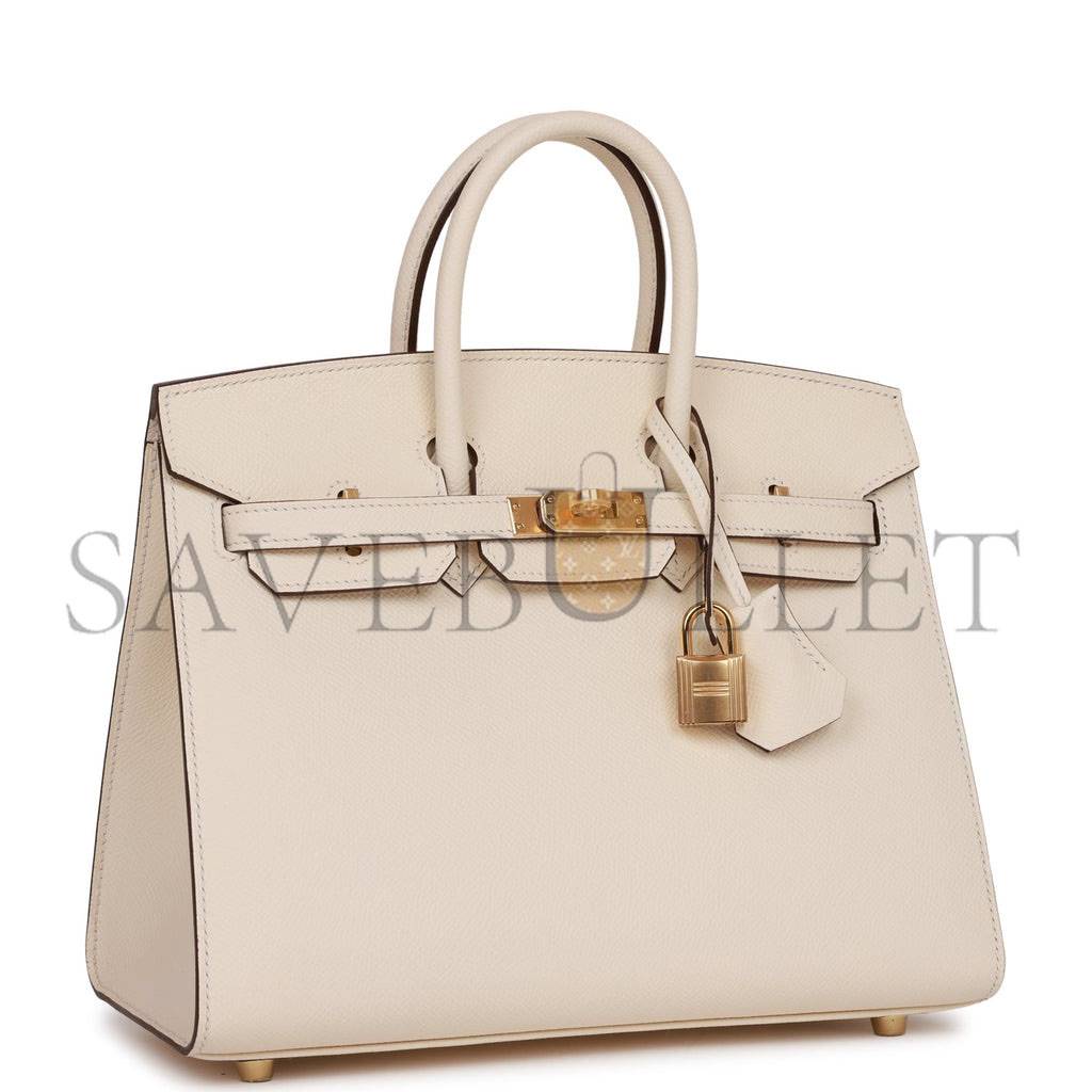 HERMES BIRKIN SELLIER 25 NATA EPSOM GOLD HARDWARE HANDMADE (25cm)