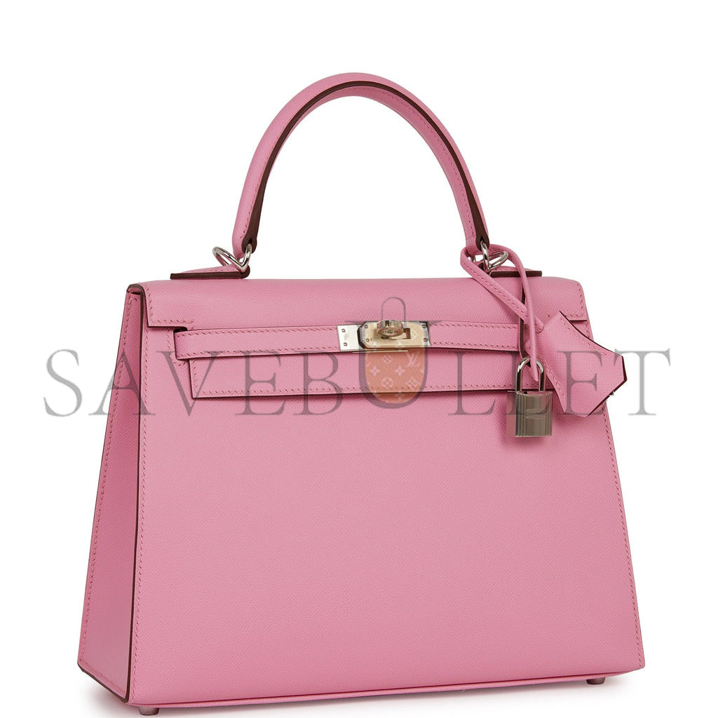 HERMES KELLY SELLIER 25 PINK VERSO MADAME PALLADIUM HARDWARE  (25*17*7cm)