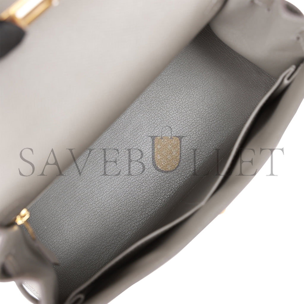 HERMES KELLY SELLIER 28 GRIS MEYER EPSOM GOLD HARDWARE (28*22*10cm)