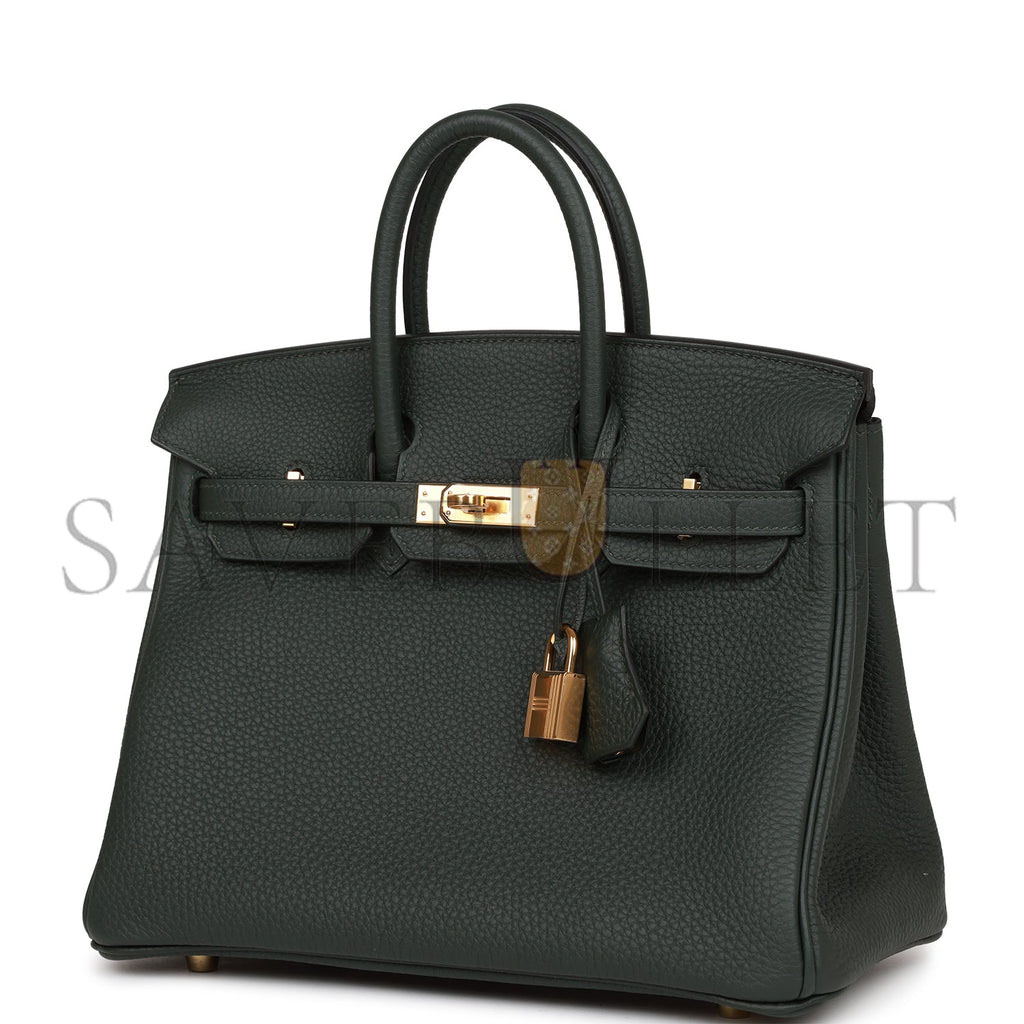 HERMES BIRKIN 25 VERT FONCE TOGO GOLD HARDWARE HANDMADE (25cm)