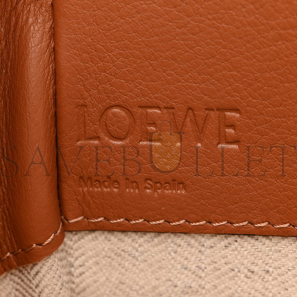 LOEWE CALFSKIN CANVAS MINI HAMMOCK SHOULDER BAG NATURAL TAN (19*17*10cm)