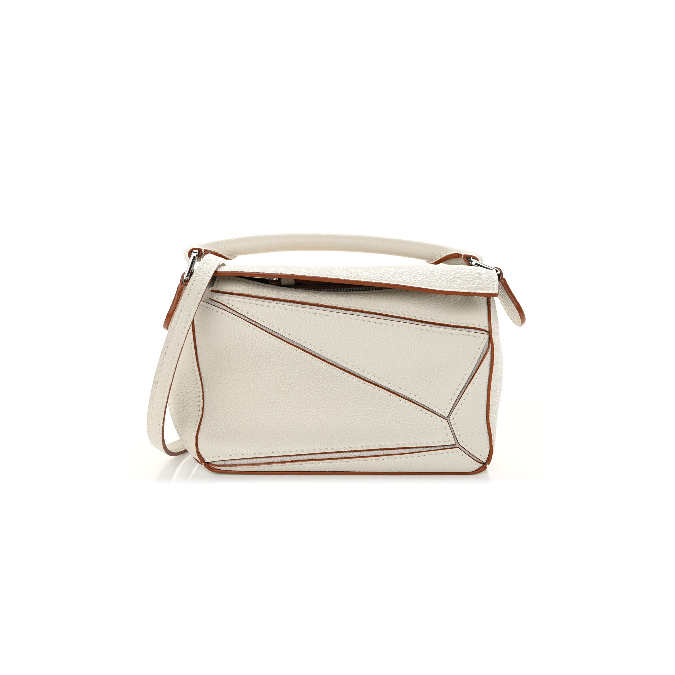 LOEWE CALFSKIN MINI PUZZLE BAG SOFT WHITE (18*12.5*8cm)