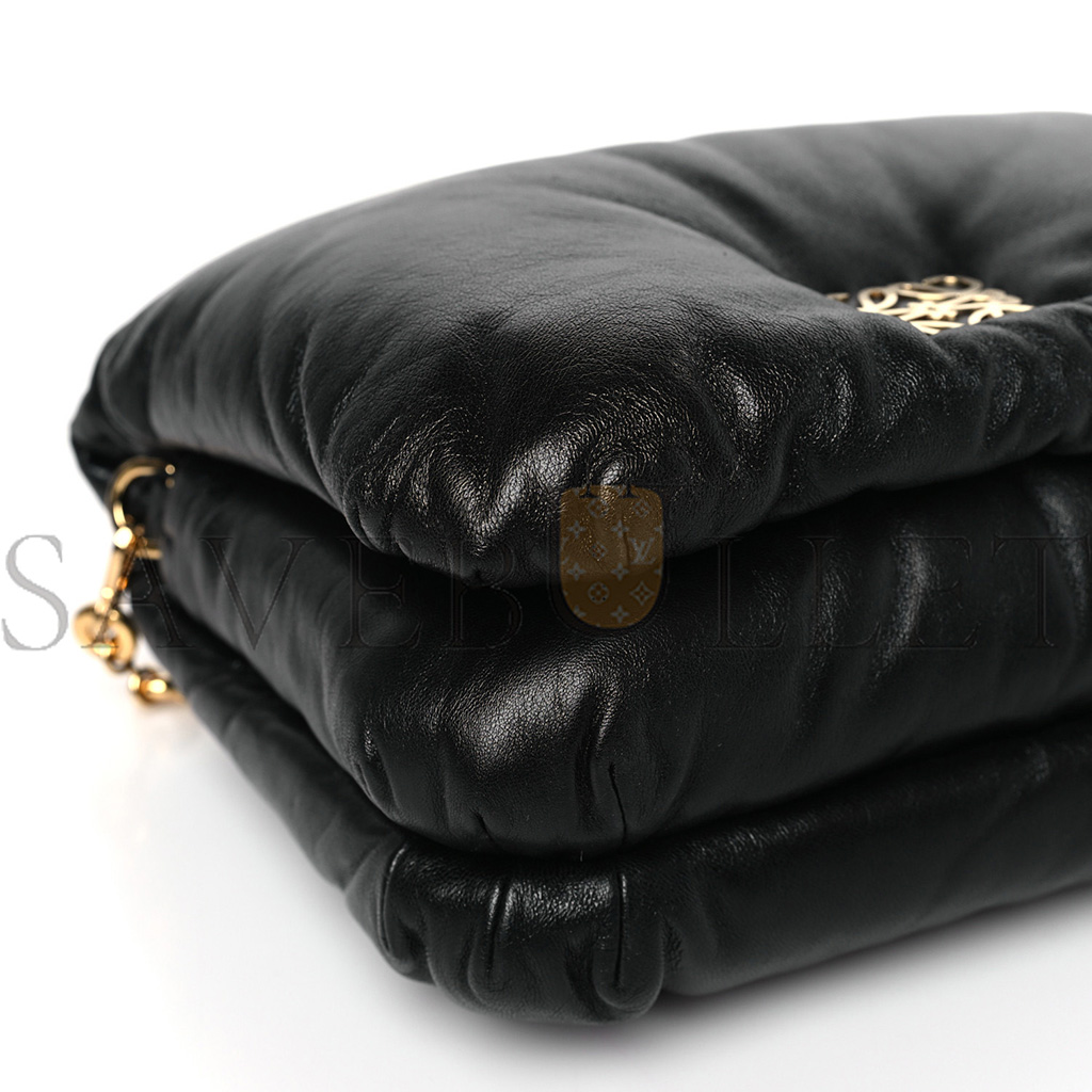 LOEWE LAMBSKIN SMALL GOYA PUFFER BAG BLACK (23*17*10cm)