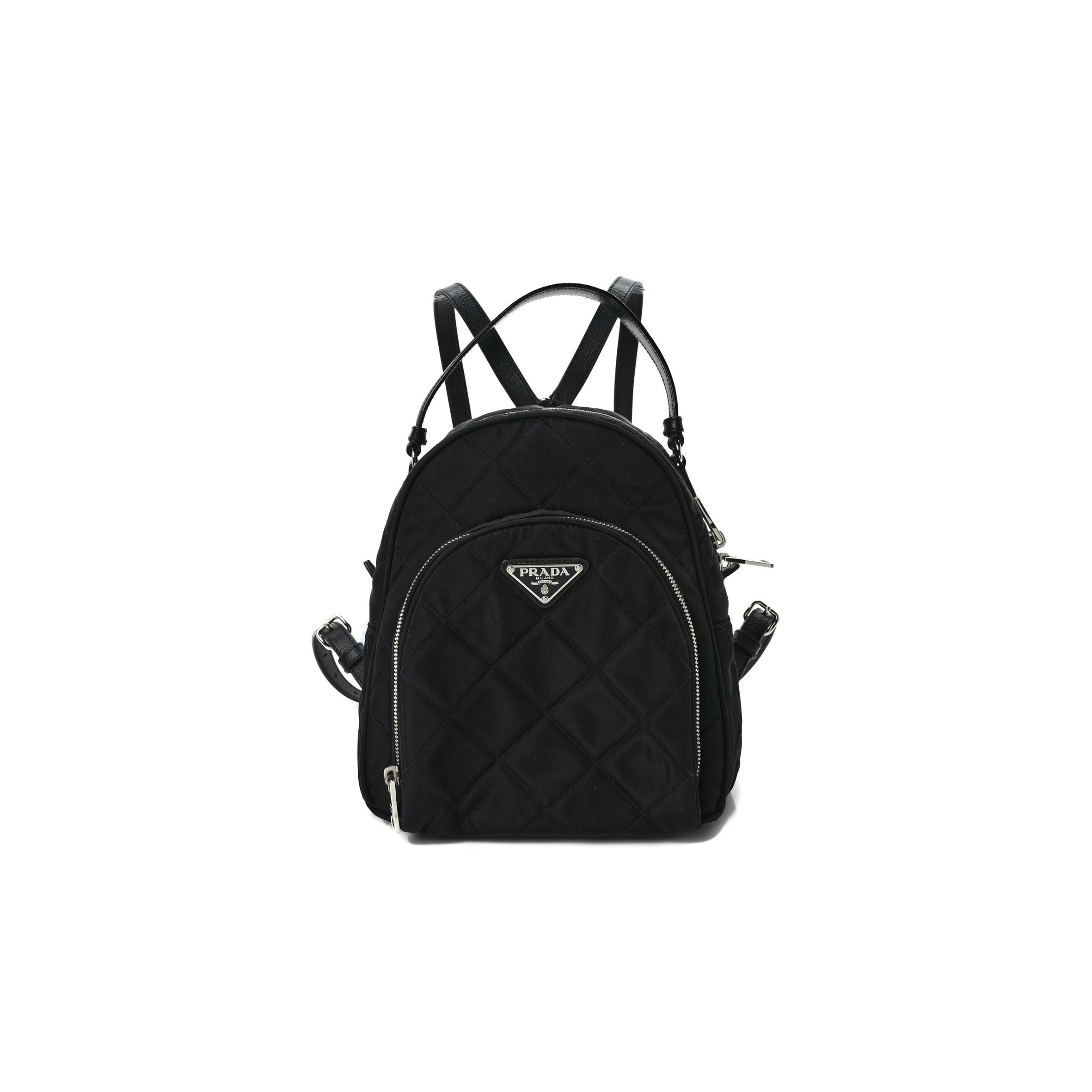 PRADA NYLON TESSUTO IMPUNTU QUILTED BACKPACK BLACK (23*23*11cm)