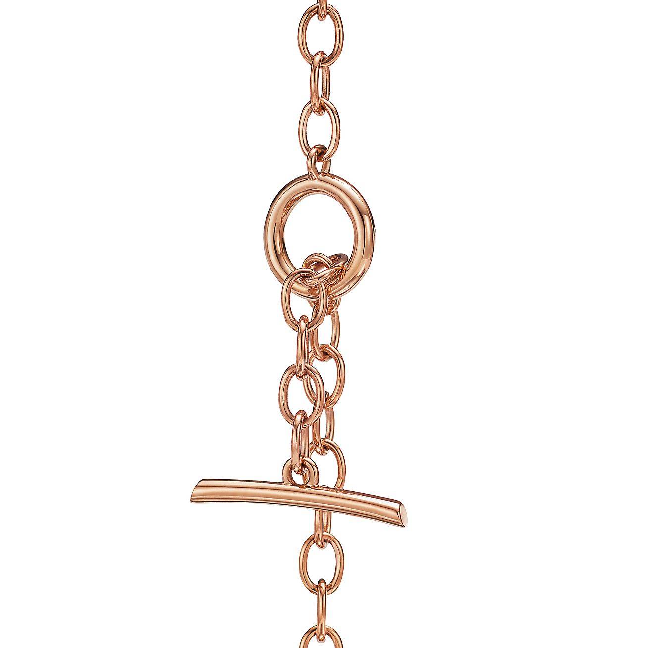 TIFFANY KNOT DOUBLE ROW NECKLACE IN ROSE GOLD WITH DIAMONDS