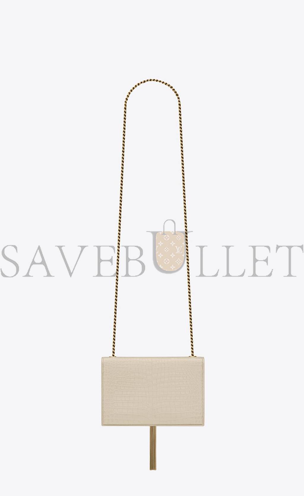 YSL KATE SMALL CHAIN BAG WITH TASSEL IN CROCODILE-EMBOSSED SHINY LEATHER 474366DND0J9207 (20*12.5*5cm)