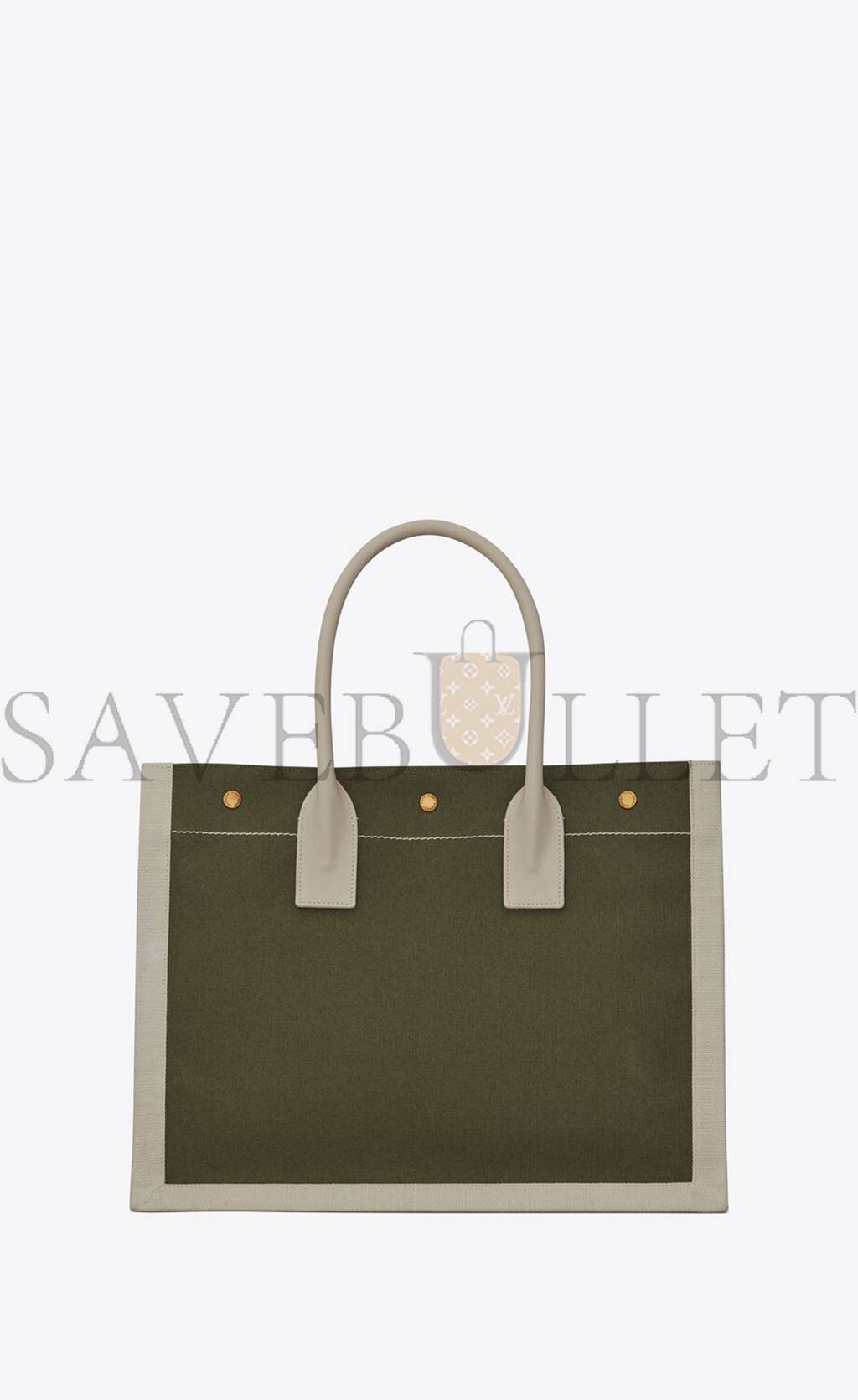 YSL RIVE GAUCHE SMALL TOTE BAG IN LINEN AND LEATHER 617481FAADI3281 (39*31*18cm)