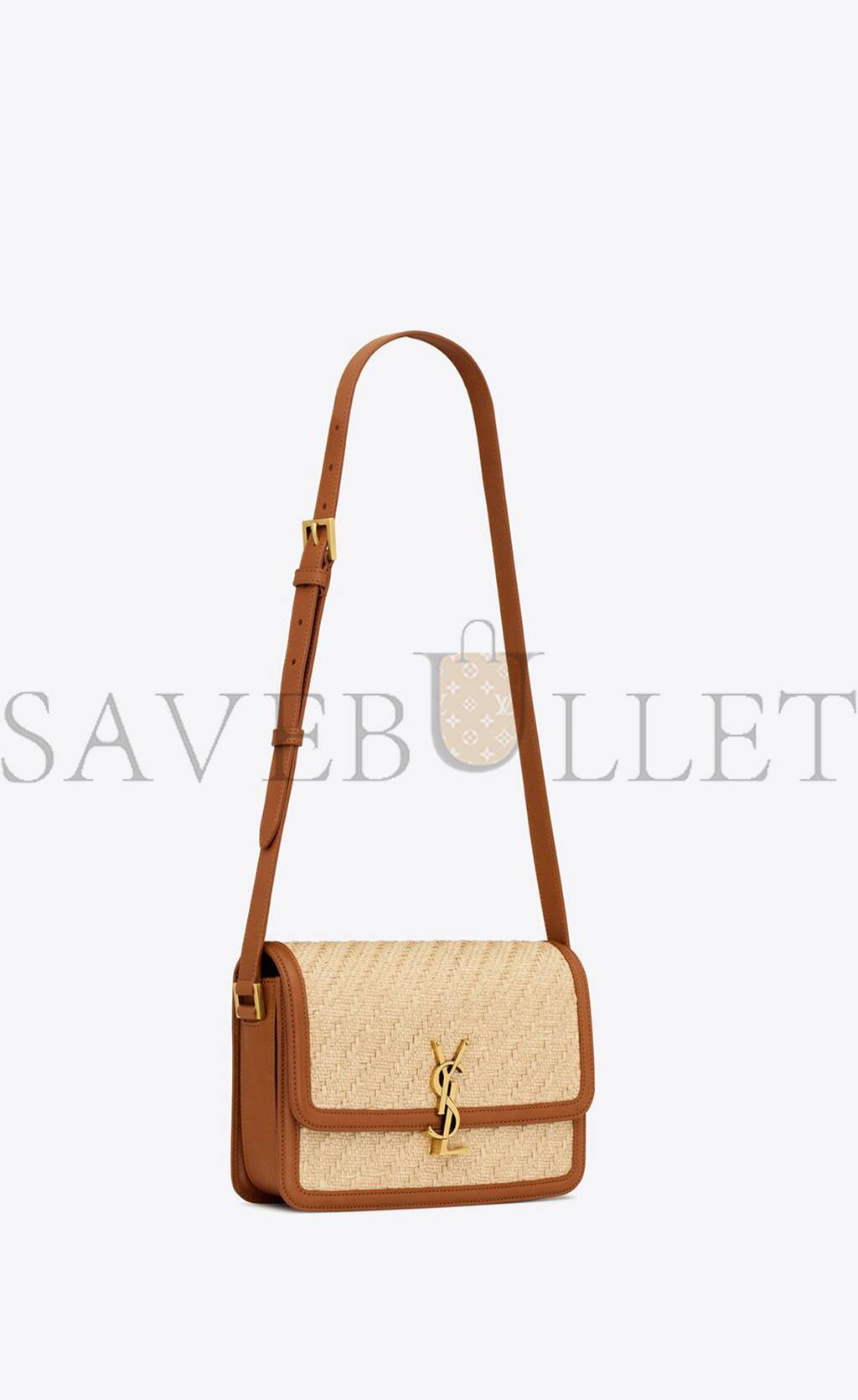 YSL SOLFERINO MEDIUM SATCHEL IN RAFFIA AND VEGETABLE-TANNED LEATHER 634305FAA7D9783 (23*16*6cm)