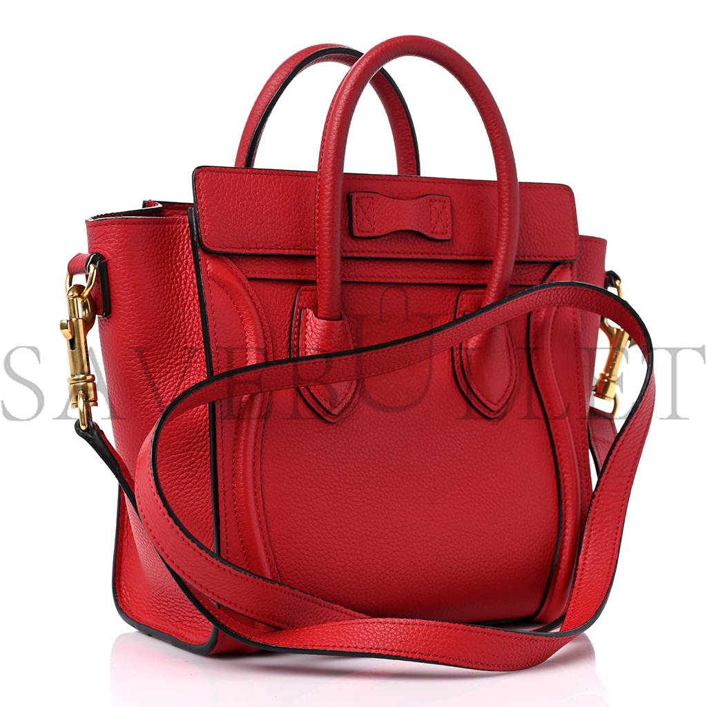 CELINE DRUMMED CALFSKIN NANO LUGGAGE RED (19*19*10cm)