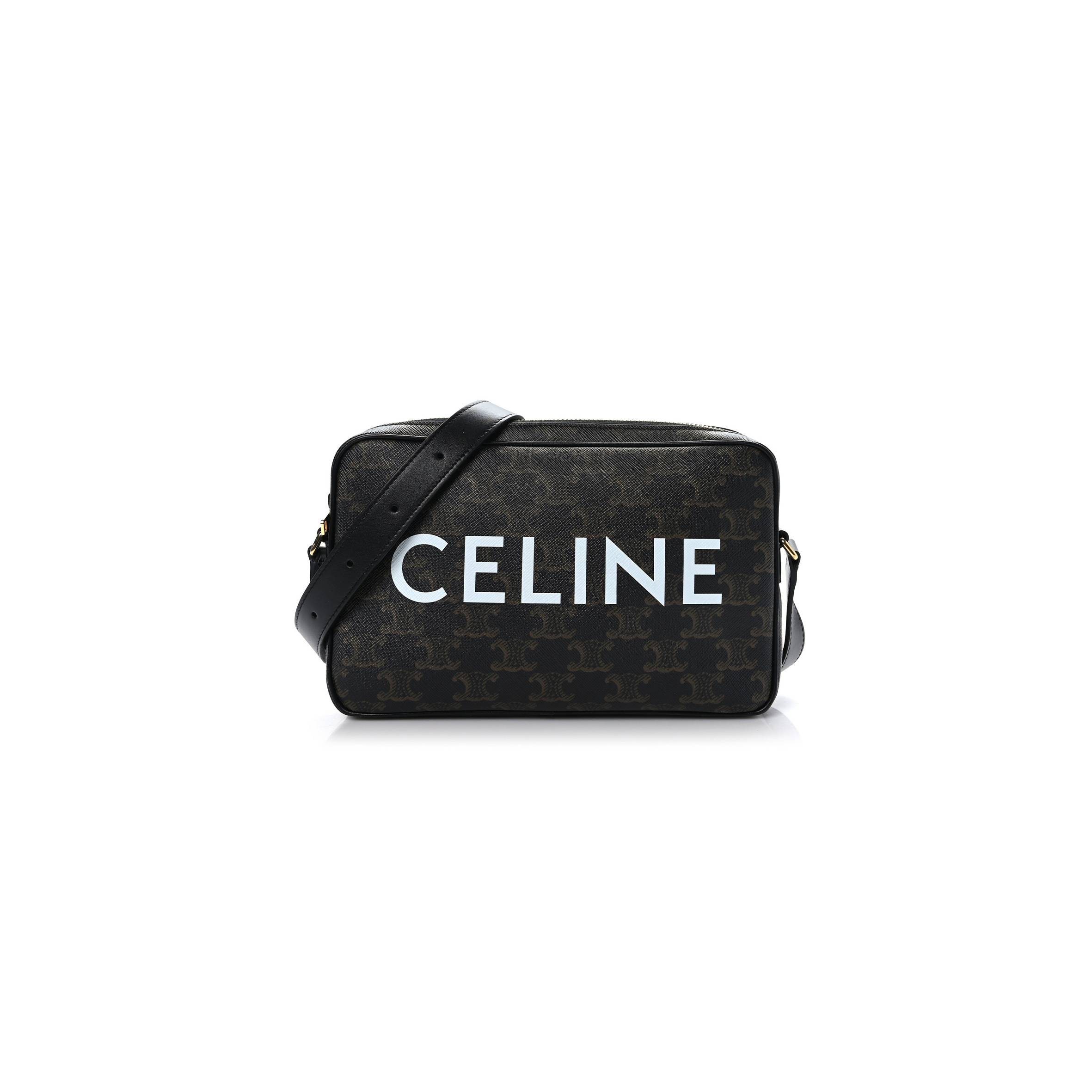 CELINE TRIOMPHE CANVAS MEDIUM MESSENGER BAG BLACK (23*15*4cm)