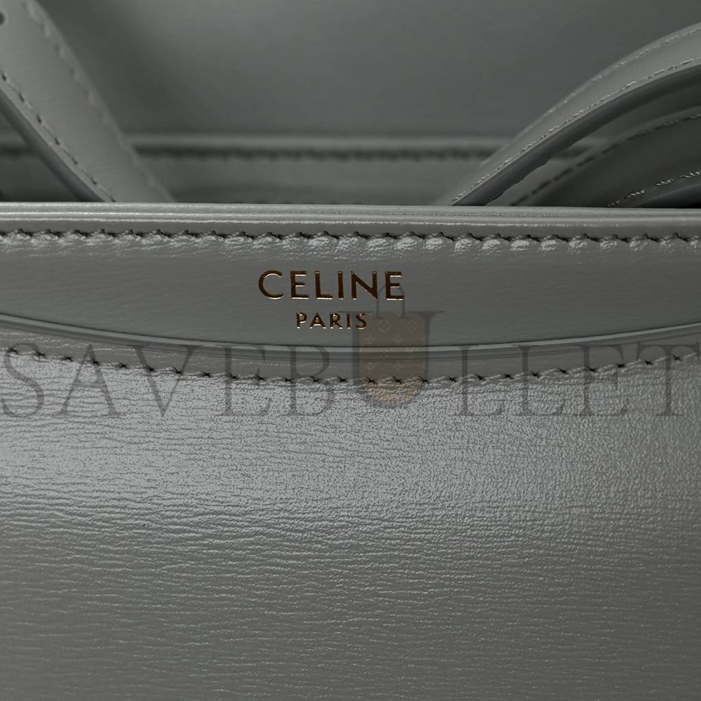 CELINE SHINY CALFSKIN TEEN BESACE CLEA TRIOMPHE BLUE GRAY (18*15*5cm)