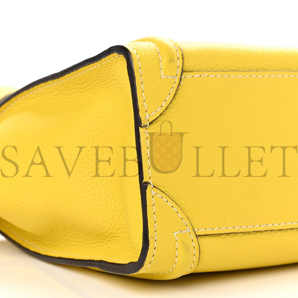 CELINE DRUMMED CALFSKIN NANO LUGGAGE CITRON (20*20*10cm)