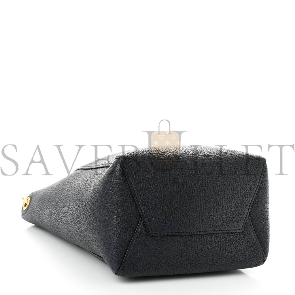 CELINE SOFT GRAINED CALFSKIN SMALL SANGLE BUCKET BAG NAVY BLUE (25*18*11cm)