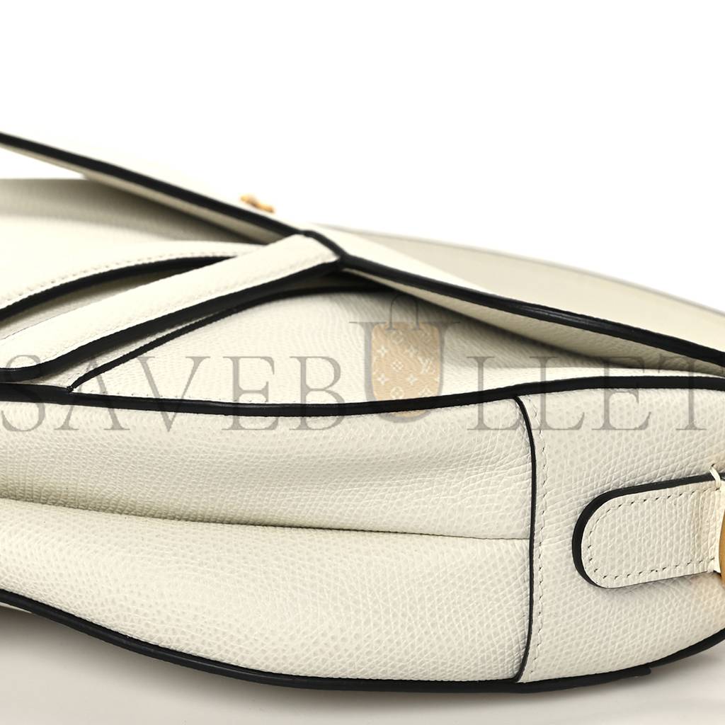 DIOR GRAINED CALFSKIN SADDLE BAG WHITE (24*20*7cm)