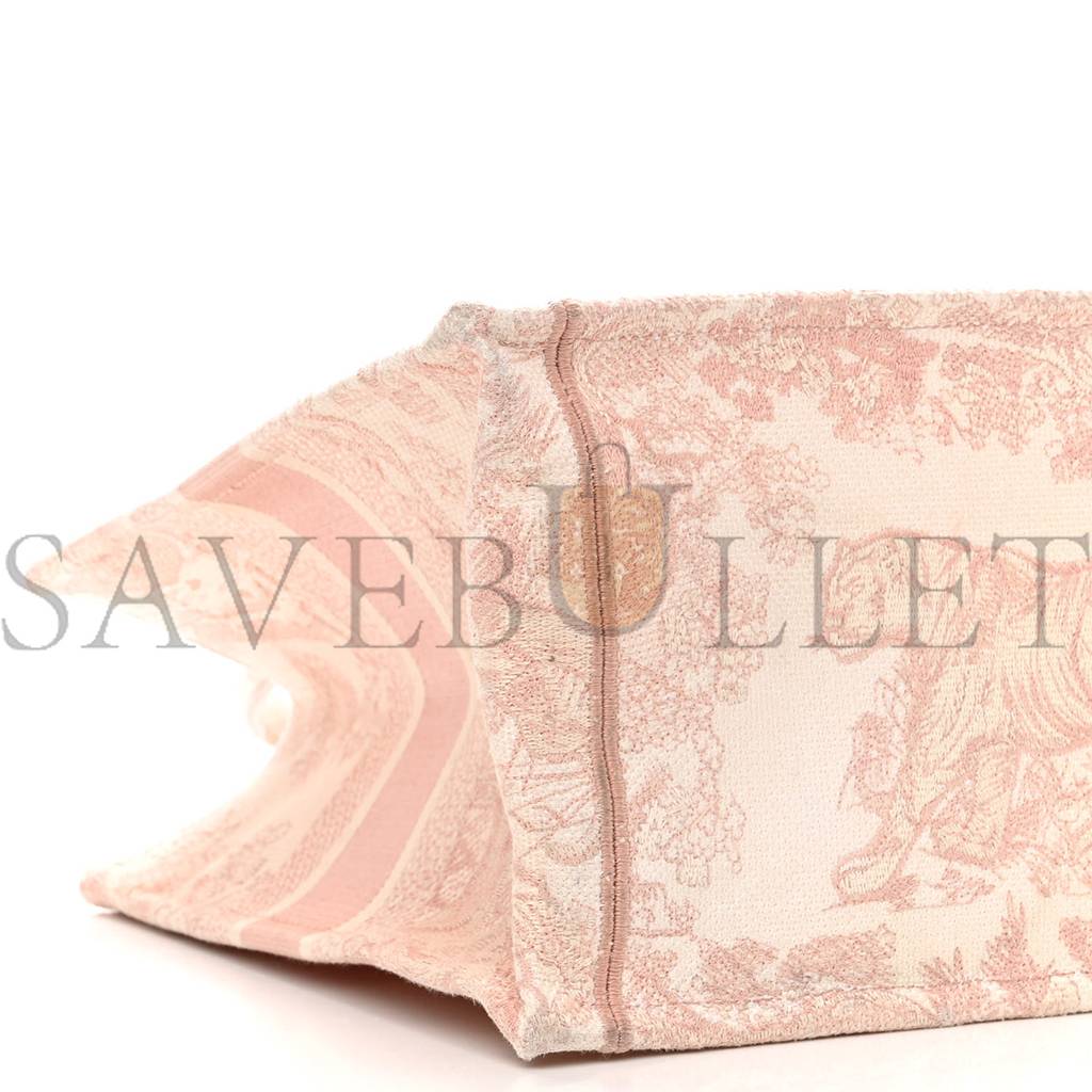 DIOR CANVAS TOILE DE JOUY EMBROIDERED MEDIUM BOOK TOTE PINK (36*27*16.5cm)