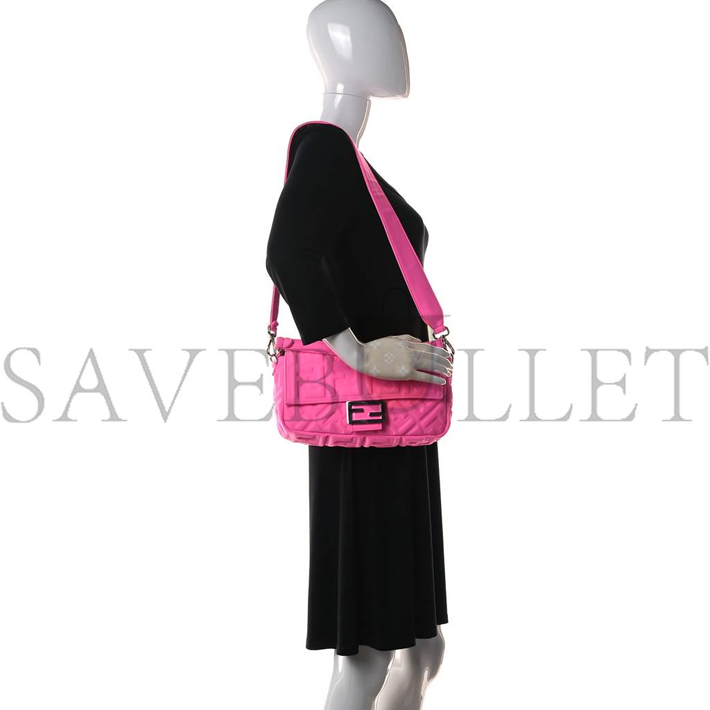 FENDI LYCRA FF 1974 EMBOSSED BAGUETTE ROSA FLUO (27*17*5cm)